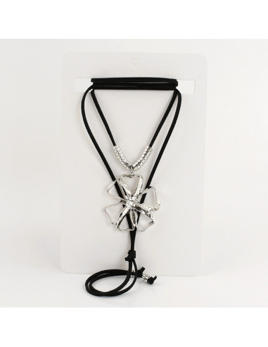 Collar de Gamuza Silver Flower