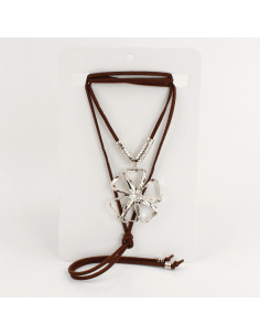 Collar de Gamuza Silver Flower