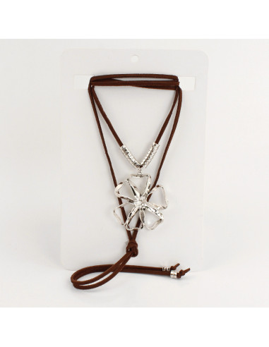 Collar de Gamuza Silver Flower