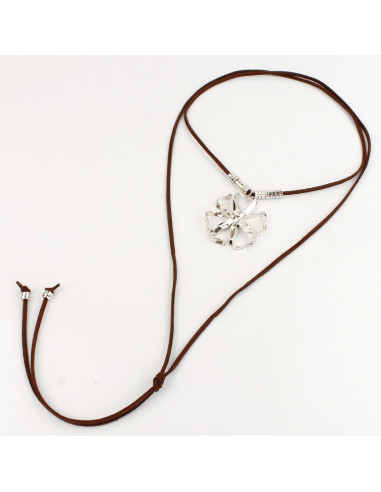Collar de Gamuza Silver Flower