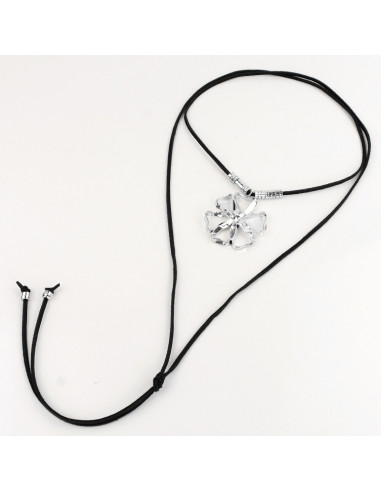 Collar de Gamuza Silver Flower