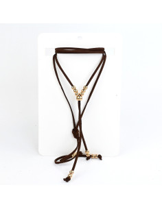 Collar de Gamuza Golden Beads