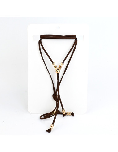 Collar de Gamuza Golden Beads