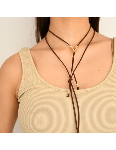 Collar de Gamuza Golden Beads