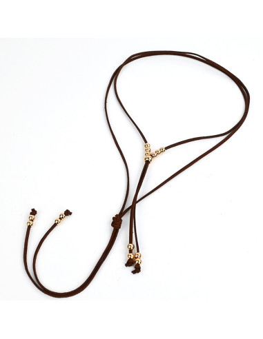 Collar de Gamuza Golden Beads