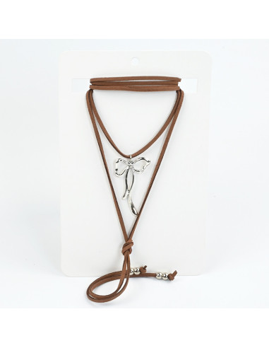 Collar de Gamuza Silver Bow