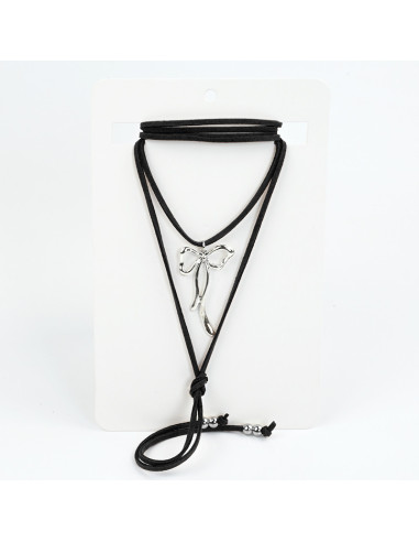 Collar de Gamuza Silver Bow