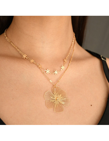 Collar de Cadenas Flor Soleil Gold