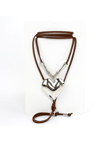 Collar de Gamuza New Silver Heart