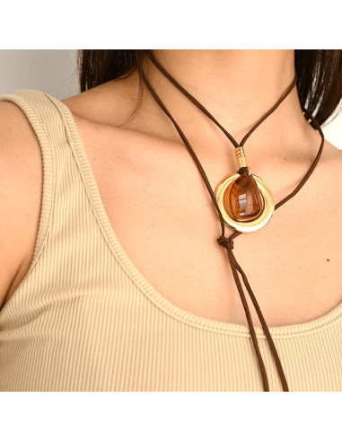 Collar de Gamuza Acrylic and Circle