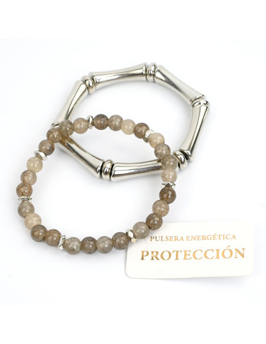 Set Pulsera Energy Silver Colored