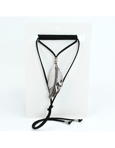 Collar de Gamuza Silver Feather