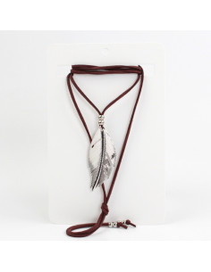 Collar de Gamuza Silver Feather