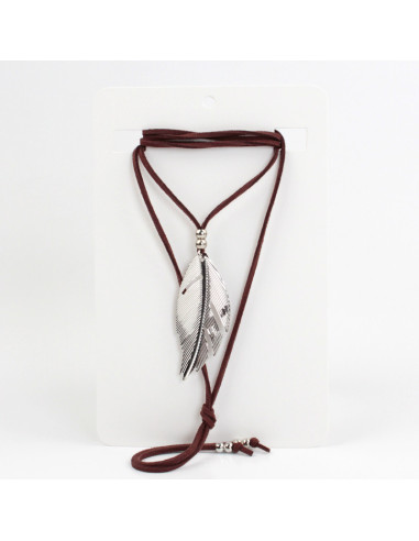 Collar de Gamuza Silver Feather