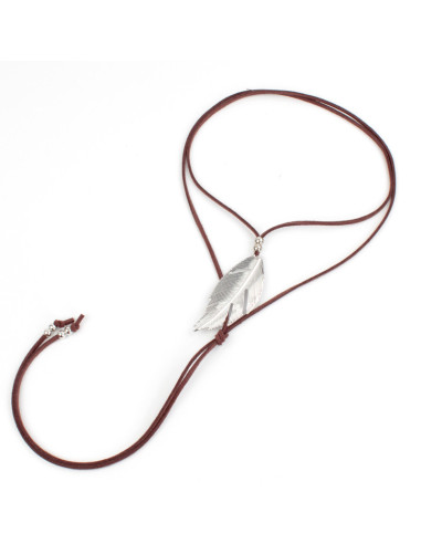 Collar de Gamuza Silver Feather