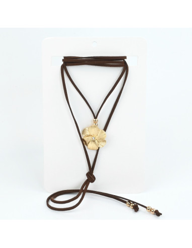 Collar de Gamuza Textured Flowers Gold
