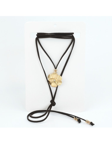 Collar de Gamuza Textured Flowers Gold