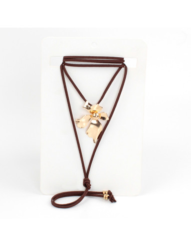 Rare Flower - Collar de Gamuza con dije de flor