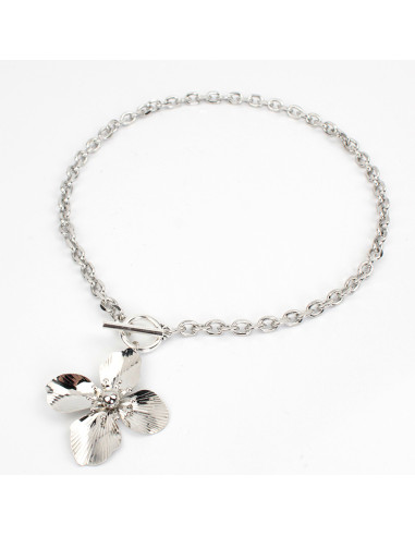 Collar Corbatero Silver Flower