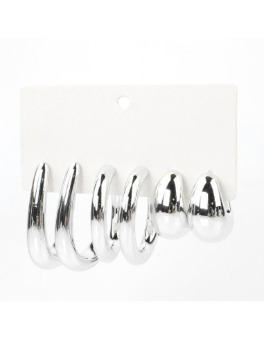 Set x3 Aros Chunky Silver