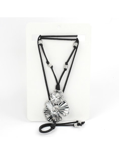 Collar Corbatero de Gamuza - Doble Flor