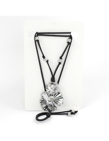 Collar Corbatero de Gamuza - Doble Flor