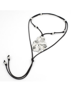 Collar Corbatero de Gamuza - Doble Flor