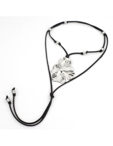 Collar Corbatero de Gamuza - Doble Flor