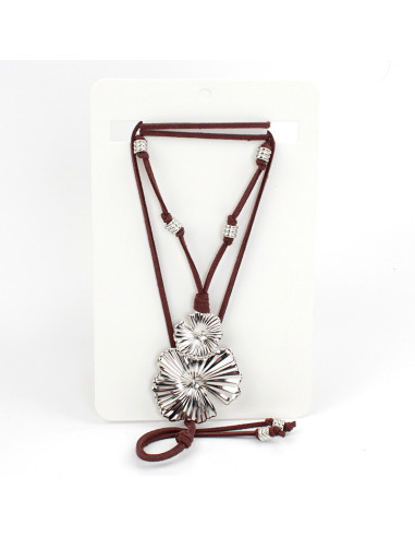 Collar Corbatero de Gamuza - Doble Flor