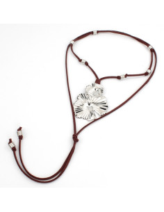 Collar Corbatero de Gamuza - Doble Flor