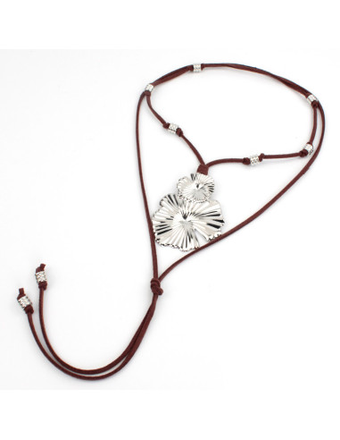 Collar Corbatero de Gamuza - Doble Flor
