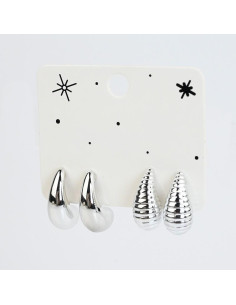 Set x2 Aros Silver Large Drops