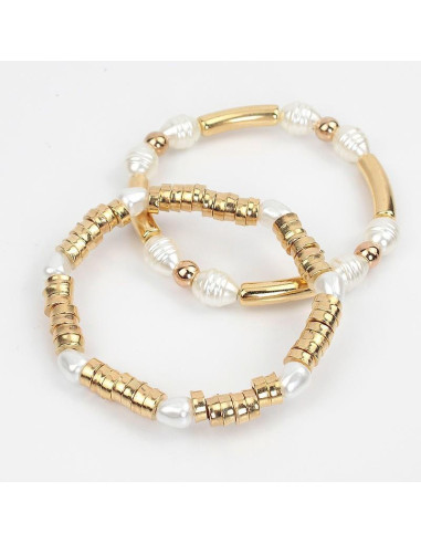 Pulsera Elástica - Pearls Golden