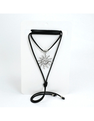 Collar de Gamuza Shiny Boho Sun