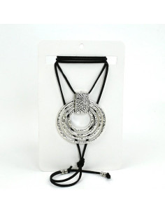 Collar de Gamuza Silver Boho Circles