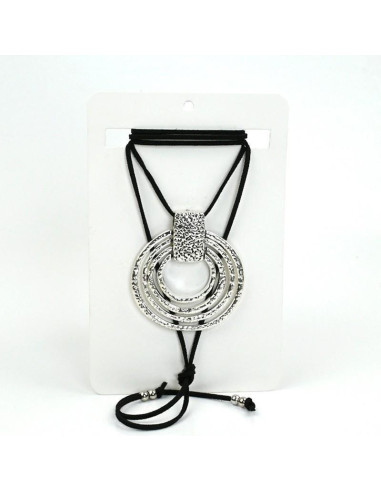 Collar de Gamuza Silver Boho Circles