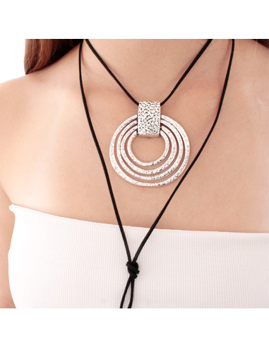 Collar de Gamuza Silver Boho Circles