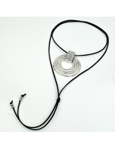 Collar de Gamuza Silver Boho Circles