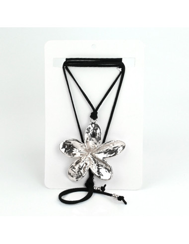 Collar de Gamuza Silver Flower