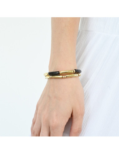 Set Pulsera Elástica - Marbled Tubes Gold