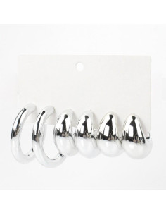 Set x3 Aros Chunky Silver New 