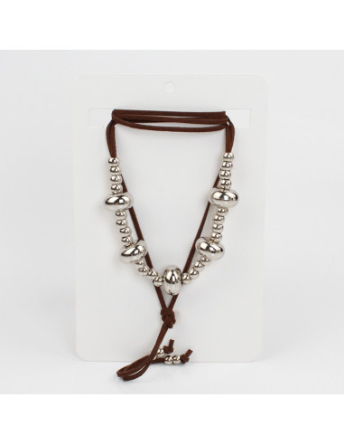 Collar de Gamuza Silver Spheres