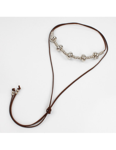 Collar de Gamuza Silver Spheres