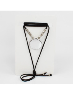 Collar de Gamuza Button Silver