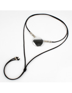 Collar de Gamuza Button Silver