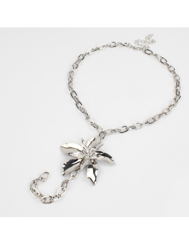 Collar de Cadena Tropic Silver Flower