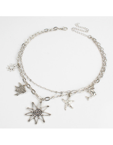Collar Multicharms Silver Sea | Venta mayorista – Infinita