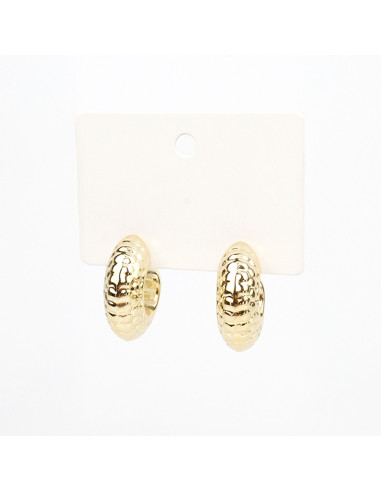 Aros Chunky Textured Curve Gold | Venta mayorista – Infinita