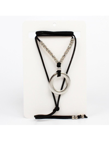 Collar de Gamuza Full Silver Circle