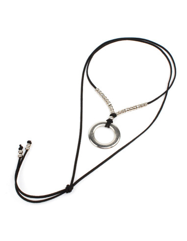 Collar de Gamuza Full Silver Circle